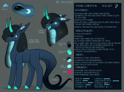Size: 4252x3150 | Tagged: safe, artist:chrystal_company, oc, oc only, oc:nightmare chrystal, species:pony, bicorn, colored hooves, female, horn, mare, multiple horns, reference sheet, text