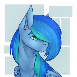 Size: 4724x4724 | Tagged: safe, artist:chrystal_company, oc, oc only, species:pegasus, species:pony, abstract background, bust, ear fluff, pegasus oc, solo, wings