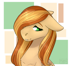 Size: 1171x1080 | Tagged: safe, artist:chrystal_company, oc, oc only, species:pegasus, species:pony, abstract background, bust, pegasus oc, smiling, solo, wings