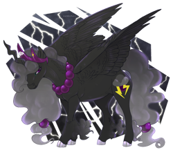 Size: 1024x888 | Tagged: safe, artist:sadelinav, oc, oc only, oc:lightning queen, species:alicorn, species:pony, crooked horn, female, horn, mare, ow the edge, solo
