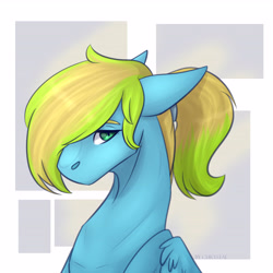 Size: 4724x4724 | Tagged: safe, artist:chrystal_company, oc, oc only, species:pegasus, species:pony, abstract background, bust, pegasus oc, solo, wings