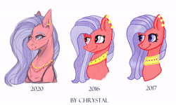 Size: 7874x4724 | Tagged: safe, artist:chrystal_company, oc, oc only, species:earth pony, species:pony, bust, ear piercing, earring, earth pony oc, female, jewelry, mare, necklace, pearl necklace, piercing, redraw, smiling