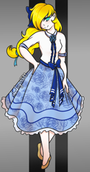 Size: 701x1335 | Tagged: safe, artist:thanhvy15599, oc, oc only, oc:sapphire note, species:human, clothing, female, humanized, humanized oc, skirt, solo