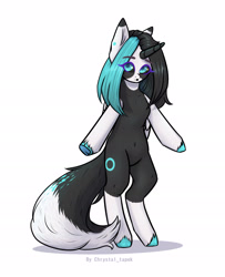 Size: 2047x2520 | Tagged: safe, artist:chrystal_company, oc, oc only, species:pony, species:unicorn, bipedal, colored hooves, horn, simple background, solo, unicorn oc, white background