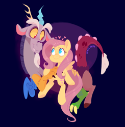 Size: 2600x2657 | Tagged: safe, artist:waackery, character:discord, character:fluttershy, ship:discoshy, cute, digital art, discute, female, heart, male, shipping, shyabetes, straight