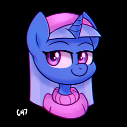 Size: 2000x2000 | Tagged: safe, artist:handgunboi, character:trixie, species:pony, species:unicorn, g4, black background, crossover, error, female, glitch, hairband, mare, namesake, pun, simple background, solo, the fairly oddparents, trixie tang, visual gag