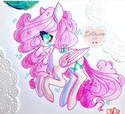 Size: 720x658 | Tagged: safe, artist:dollbunnie, character:fluttershy, species:pegasus, species:pony, g4, colored pencil drawing, crying, female, solo, traditional art