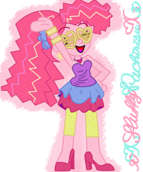 Size: 1024x1229 | Tagged: safe, artist:xxfluffypachirisuxx, character:pinkie pie, species:eqg human, episode:friendship through the ages, g4, my little pony: equestria girls, my little pony:equestria girls, female, shutter shades, simple background, solo, transparent background
