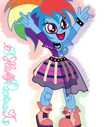 Size: 1024x1229 | Tagged: safe, artist:xxfluffypachirisuxx, character:rainbow dash, species:eqg human, episode:friendship through the ages, g4, my little pony: equestria girls, my little pony:equestria girls, clothing, female, fishnets, simple background, skirt, solo, transparent background