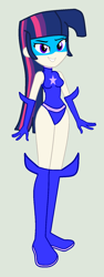 Size: 630x1684 | Tagged: safe, artist:jadethepegasus, artist:mapleb, base used, character:twilight sparkle, character:twilight sparkle (eqg), species:eqg human, g4, my little pony:equestria girls, boots, clothing, female, gloves, grin, human coloration, magic gaia, mask, shoes, smiling, solo