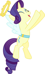 Size: 1600x2607 | Tagged: safe, artist:lahirien, character:rarity, species:pony, species:unicorn, episode:the saddle row review, g4, my little pony: friendship is magic, .ai available, absurd resolution, angel, angel halo, angel rarity, angelic wings, conscience, cute, eyes closed, female, flying, good end, halo, happy, haylo, internal monologue, mare, open mouth, raribetes, shoulder angel, simple background, smiling, solo, transparent background, vector, wings