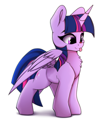 Size: 1700x1966 | Tagged: safe, artist:hitbass, character:twilight sparkle, character:twilight sparkle (alicorn), species:alicorn, species:pony, g4, blep, chest fluff, cute, female, insect, insect on nose, ladybug, mare, simple background, solo, spread wings, tongue out, twiabetes, white background, wings