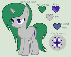 Size: 2272x1820 | Tagged: safe, artist:lominicinfinity, oc, oc:kani sparks, species:pony, species:unicorn, g4, female, mare, reference sheet, simple background, solo