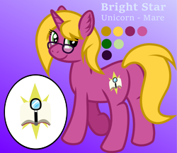 Size: 3215x2793 | Tagged: safe, artist:bryastar, oc, oc only, oc:bright star, species:pony, species:unicorn, g4, reference sheet