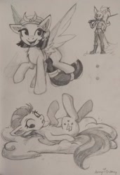 Size: 1401x2048 | Tagged: safe, artist:amy-gamy, character:lightning dust, character:somnambula, species:pegasus, species:pony, g4, sketch, traditional art