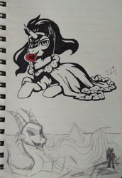 Size: 416x604 | Tagged: safe, artist:amy-gamy, character:king sombra, species:pony, species:unicorn, g4, holiday, lined paper, traditional art, valentine's day