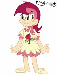 Size: 753x980 | Tagged: safe, artist:mirabuncupcakes15, character:roseluck, species:human, g4, clothing, dress, female, flats, humanized, mary janes, shoes, simple background, solo, white background