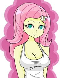 Size: 431x551 | Tagged: safe, artist:handgunboi, character:fluttershy, species:eqg human, g4, my little pony:equestria girls, adorasexy, breasts, busty fluttershy, cleavage, clothing, cute, female, sexy, solo, tank top