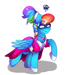 Size: 1425x1626 | Tagged: safe, artist:aaa-its-spook, character:rainbow dash, species:pegasus, species:pony, g4, alternate hairstyle, clothing, dress, female, hoof shoes, jewelry, megaradash, necklace, rainbow dash always dresses in style, rainbow dash is not amused, raised leg, solo, unamused