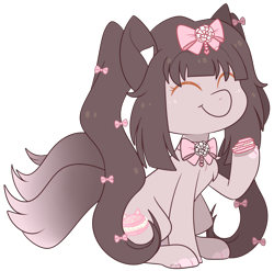 Size: 2200x2172 | Tagged: safe, artist:jetjetj, part of a set, oc, oc:chocolate dwirl, species:earth pony, species:pony, g4, commission, cute, female, food, macaron, mare, simple background, solo, transparent background, ych result