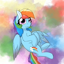 Size: 2362x2362 | Tagged: safe, artist:jubyskylines, character:rainbow dash, species:pegasus, species:pony, g4, chest fluff, cute, dashabetes, female, flying, looking at you, solo, wings