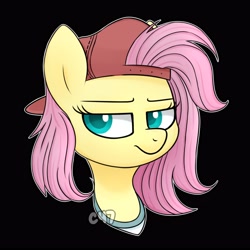 Size: 4000x4000 | Tagged: safe, artist:handgunboi, character:fluttershy, species:pegasus, species:pony, g4, 90s grunge fluttershy, backwards ballcap, baseball cap, cap, clothing, female, hat, mare, simple background, solo