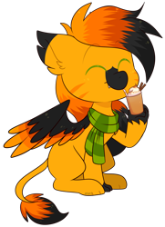 Size: 1884x2608 | Tagged: safe, artist:jetjetj, part of a set, oc, g4, clothing, colored wings, commission, cute, hybrid, male, scarf, simple background, solo, transparent background, two toned wings, wings, ych result