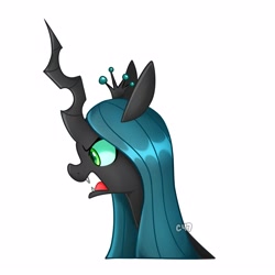 Size: 4000x4000 | Tagged: safe, artist:handgunboi, character:queen chrysalis, species:changeling, g4, bust, changeling queen, female, meme, portrait, profile, simple background, solo, white background