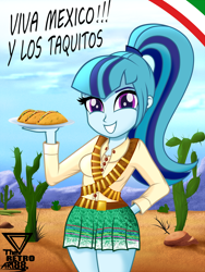 Size: 2500x3333 | Tagged: safe, artist:theretroart88, character:sonata dusk, species:eqg human, g4, my little pony:equestria girls, cactus, cute, female, food, mexico, ponytail, solo, sonatabetes, taco