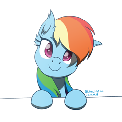 Size: 1600x1600 | Tagged: safe, artist:livehotsun, character:rainbow dash, species:pegasus, species:pony, g4, cute, dashabetes, ear fluff, female, head tilt, looking at you, mare, simple background, smiling, solo, white background