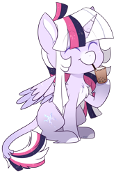 Size: 1804x2704 | Tagged: safe, artist:jetjetj, part of a set, oc, oc:mystic mysteries, species:alicorn, species:pony, g4, commission, cup, cute, drink, female, mare, simple background, smiling, solo, straw, transparent background, ych result