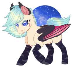 Size: 1024x943 | Tagged: safe, artist:sadelinav, oc, oc:fire heart, species:bat pony, species:pony, g4, eye clipping through hair, female, mare, simple background, solo, transparent background