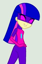Size: 407x625 | Tagged: safe, artist:jadethepegasus, artist:kingbases, base used, character:twilight sparkle, character:twilight sparkle (eqg), species:eqg human, species:human, g4, my little pony:equestria girls, clothing, female, gloves, gray background, grin, humanized, mask, simple background, smiling, solo, spandex, superhero