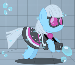 Size: 2988x2600 | Tagged: safe, artist:bladedragoon7575, character:photo finish, species:earth pony, species:pony, g4, bubble, camera, female, holding breath, mare, solo, swimming pool, underwater