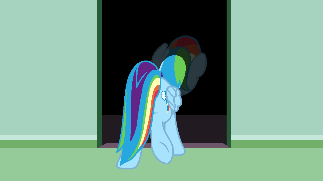 Size: 1052x592 | Tagged: safe, artist:pupster0071, character:rainbow dash, species:pegasus, species:pony, g4, animated, creepy, female, red eyes, walking