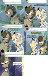 Size: 1502x2354 | Tagged: safe, artist:urbanqhoul, character:derpy hooves, character:doctor whooves, character:time turner, species:earth pony, species:pegasus, species:pony, lovestruck derpy, g4, doctor who, female, male, mare, stallion, tardis, the doctor