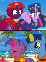 Size: 1080x1440 | Tagged: safe, artist:jadethepegasus, artist:徐詩珮, character:fizzlepop berrytwist, character:night light, character:tempest shadow, character:twilight sparkle, character:twilight sparkle (alicorn), oc, oc:transparent (tempest's father), species:alicorn, species:pony, species:unicorn, series:sprglitemplight diary, series:sprglitemplight life jacket days, series:springshadowdrops diary, series:springshadowdrops life jacket days, ship:tempestlight, g4, alternate universe, canon x oc, chase (paw patrol), clothing, father and child, father and daughter, female, gay, infidelity, lesbian, lifejacket, male, marshall (paw patrol), nightarent, paw patrol, shipping