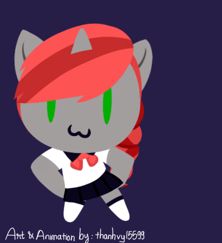 Size: 456x500 | Tagged: safe, artist:thanhvy15599, oc, oc:hexy, species:anthro, species:pony, species:unicorn, g4, animated, clothing, commission, female, gif, green eyes, helltaker, red hair, solo, stockings, thigh highs
