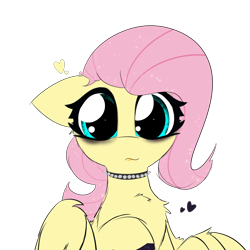 Size: 2362x2362 | Tagged: safe, alternate version, artist:jubyskylines, character:fluttershy, species:pegasus, species:pony, g4, blep, chest fluff, choker, chokershy, fluttergoth, simple background, solo, spiked choker, tongue out, transparent background