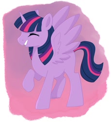 Size: 1267x1386 | Tagged: safe, artist:beashay, character:twilight sparkle, character:twilight sparkle (alicorn), species:alicorn, species:pony, g4, cute, eyes closed, female, mare, missing cutie mark, profile, smiling, solo, spread wings, twiabetes, wings