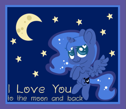 Size: 555x479 | Tagged: safe, artist:srsishere, character:princess luna, species:alicorn, species:pony, episode:hearts and hooves day, g4, my little pony: friendship is magic, chibi, crescent moon, cute, female, heart eyes, hooves to the chest, lunabetes, mare, moon, night, sky, solo, stars, valentine, valentine's day, wingding eyes