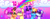 Size: 3840x1482 | Tagged: safe, artist:aaa-its-spook, character:applejack, character:fluttershy, character:pinkie pie, character:rainbow dash, character:rarity, character:twilight sparkle, character:twilight sparkle (unicorn), species:pony, species:unicorn, g4, happy anniversary, happy birthday mlp:fim, mane six, mlp fim's tenth anniversary, tongue out
