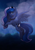 Size: 2894x4093 | Tagged: safe, artist:chickenbrony, character:princess luna, species:alicorn, species:pony, g4, cloud, female, flying, happy birthday mlp:fim, jewelry, looking at you, mare, mlp fim's tenth anniversary, night, profile, regalia, sky, smiling, solo