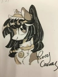 Size: 1080x1440 | Tagged: safe, artist:rocy canvas, oc, oc only, g4, collar, cute, monochrome, solo, traditional art