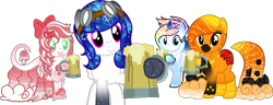 Size: 1268x486 | Tagged: safe, artist:sweethearttarot, oc, species:pony, g4, cider, goggles, simple background, transparent background