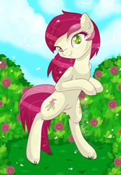 Size: 1800x2600 | Tagged: safe, artist:pastelflakes, character:roseluck, species:pony, bipedal, female, rose, solo