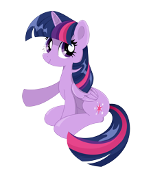 Size: 4103x4653 | Tagged: safe, artist:hungrysohma, character:twilight sparkle, character:twilight sparkle (alicorn), species:alicorn, species:pony, absurd resolution, female, looking at you, mare, pointing, simple background, sitting, smiling, solo, transparent background, vector