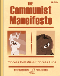 Size: 326x415 | Tagged: safe, artist:t-3000, character:princess celestia, character:princess luna, book cover, communism