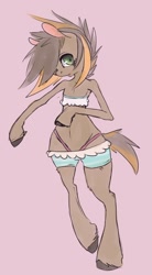 Size: 704x1277 | Tagged: safe, artist:coffeechicken, oc, oc only, species:pony, bipedal, clothing, panties, semi-anthro, thong, underwear