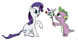 Size: 953x497 | Tagged: safe, artist:rubrony, character:rarity, character:spike, ship:sparity, female, interspecies, male, shipping, simple background, straight, white background
